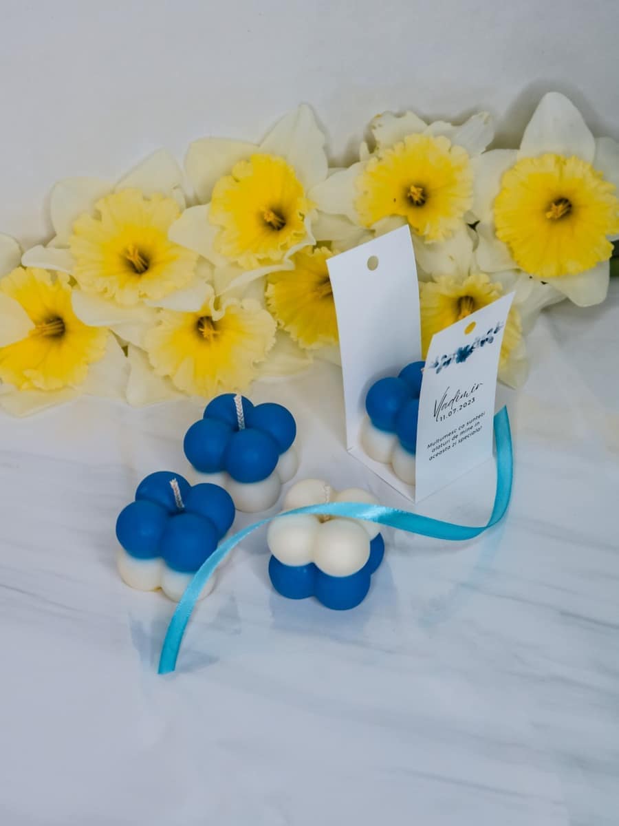Marturii Botez lumanare Bubble - cartonat & fundita - imagine 10